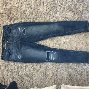 american eagle skinny jeans, patched